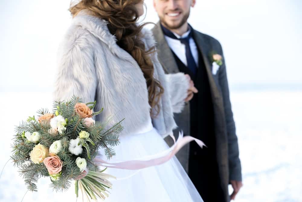 Winter wedding couple during COVID-19